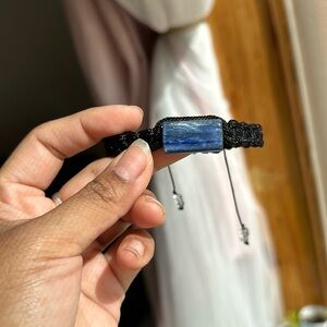 Kyanite and Clear Quarts  threaded adjustable braclet